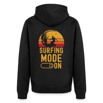 Surfing Fashion on retro vintage - Unisex Premium Organic Zip Hoodie - black - Back - Nico (187cm)