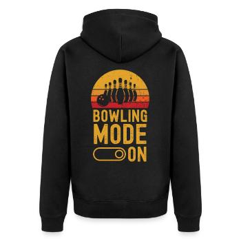 Bowling Mode on retro vintage - Unisex Premium Bio Zip Hoodie - Schwarz - Hinten - Nico (187cm)