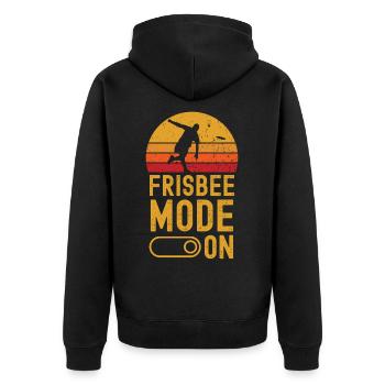 Frisbee Mode on retro vintage - Unisex Premium Bio Zip Hoodie - Schwarz - Hinten - Nico (187cm)