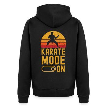 Karate Mode on retro vintage - Unisex Premium Bio Zip Hoodie - Schwarz - Hinten - Nico (187cm)