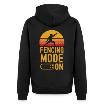 Fechten Mode on retro vintage - Unisex Premium Bio Zip Hoodie - Schwarz - Hinten - Nico (187cm)