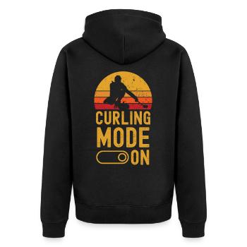 Curling Mode on retro vintage - Unisex Premium Bio Zip Hoodie - Schwarz - Hinten - Nico (187cm)