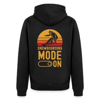 Snowboarding Mode on retro vintage - Unisex Premium Bio Zip Hoodie - Schwarz - Hinten - Nico (187cm)