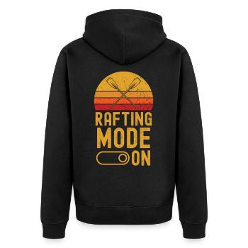 Rafting Mode on retro vintage - Unisex Premium Organic Zip Hoodie - black - Back - Nico (187cm)