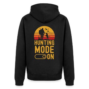 Hunting Mode on retro vintage - Unisex Premium Bio Zip Hoodie - Schwarz - Hinten - Nico (187cm)