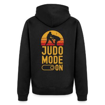 Judo Fashion on retro vintage - Unisex Premium Organic Zip Hoodie - black - Back - Nico (187cm)