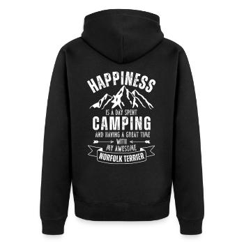 Camping und Norfolk-Terrier - Unisex Premium Bio Zip Hoodie - Schwarz - Hinten - Nico (187cm)