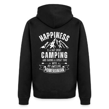 Camping und Zwergspitz - Unisex Premium Bio Zip Hoodie - Schwarz - Hinten - Nico (187cm)