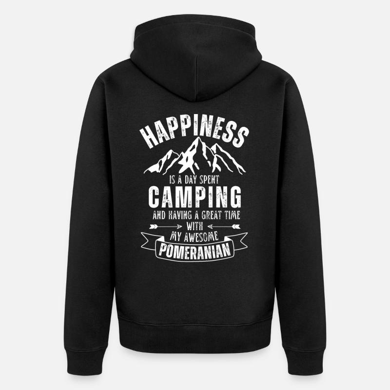 Camping et Zwergspitz - Veste à capuche bio Premium Unisexe - noir
