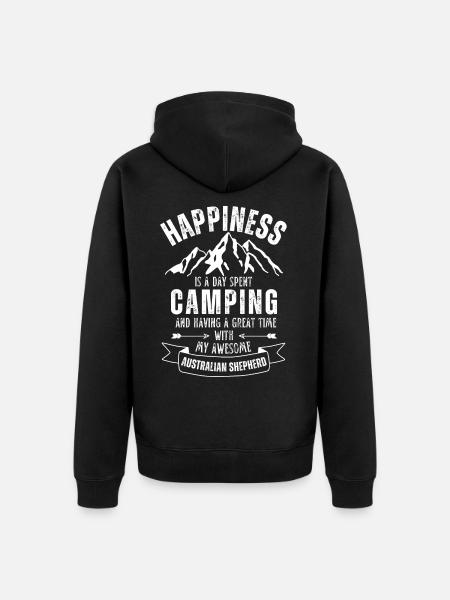 Camping und Australischer-Schäferhund - Premium økologisk unisex-hættejakke - sort