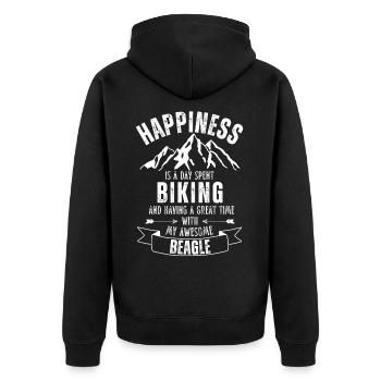 Radfahren und Beagle - Unisex Premium Bio Zip Hoodie - Schwarz - Hinten - Nico (187cm)
