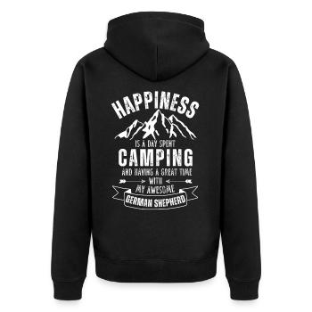 Camping and German Shepherd - Unisex Premium Organic Zip Hoodie - black - Back - Nico (187cm)