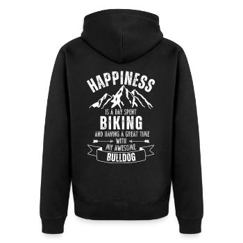 Radfahren und Bulldogge - Unisex Premium Bio Zip Hoodie - Schwarz - Hinten - Nico (187cm)