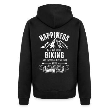 Cycling and Border Collie - Unisex Premium Organic Zip Hoodie - black - Back - Nico (187cm)
