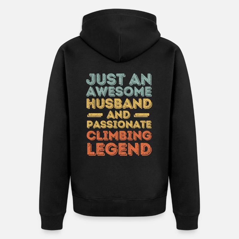Ehemann Klettern retro - Unisex Premium Bio Zip Hoodie - Schwarz