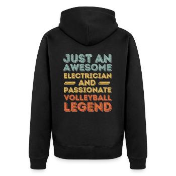 Elektriker Volleyball retro - Unisex Premium Bio Zip Hoodie - Schwarz - Hinten - Nico (187cm)