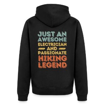 Elektriker Wandern retro - Unisex Premium Bio Zip Hoodie - Schwarz - Hinten - Nico (187cm)