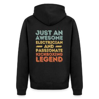 Elektriker Kickboxen retro - Unisex Premium Bio Zip Hoodie - Schwarz - Hinten - Nico (187cm)