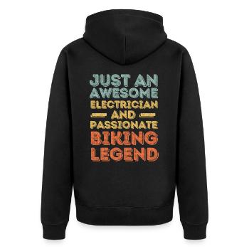 Elektriker Radfahren retro - Unisex Premium Bio Zip Hoodie - Schwarz - Hinten - Nico (187cm)