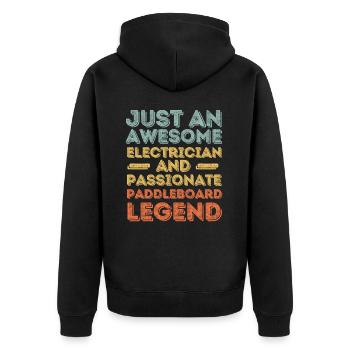 Elektriker Paddleboard retro - Unisex Premium Bio Zip Hoodie - Schwarz - Hinten - Nico (187cm)