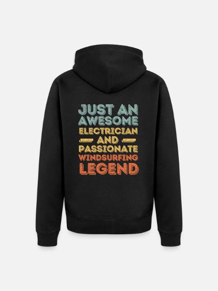 Electrician windsurfing retro - Unisex Premium Organic Zip Hoodie - black
