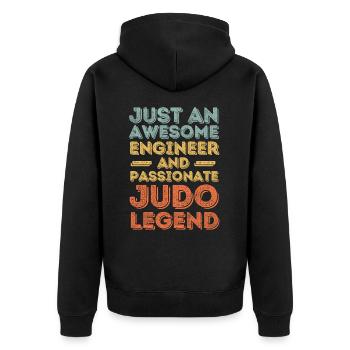 Engineer Judo retro - Unisex Premium Organic Zip Hoodie - black - Back - Nico (187cm)