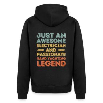 Electrician sand sails retro - Unisex Premium Organic Zip Hoodie - black - Back - Nico (187cm)