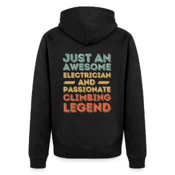 Elektriker Klettern retro - Unisex Premium Bio Zip Hoodie - Schwarz - Hinten - Nico (187cm)