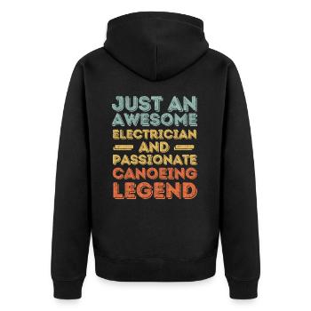 Electrician Canoe retro - Unisex Premium Organic Zip Hoodie - black - Back - Nico (187cm)