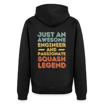 Engineer squash retro - Unisex Premium Organic Zip Hoodie - black - Back - Nico (187cm)