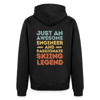 Ingenieur Ski fahren retro - Unisex Premium Bio Zip Hoodie - Schwarz - Hinten - Nico (187cm)