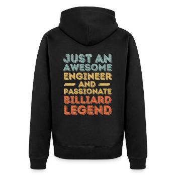 Ingenieur Billard retro - Unisex Premium Bio Zip Hoodie - Schwarz - Hinten - Nico (187cm)