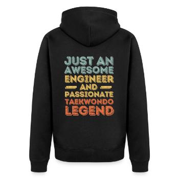 Ingenieur Taekwondo retro - Unisex Premium Bio Zip Hoodie - Schwarz - Hinten - Nico (187cm)