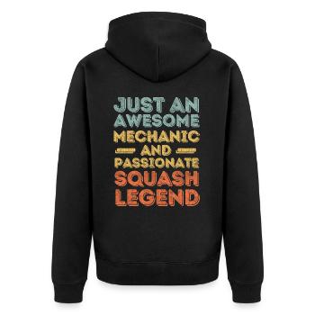 Mechanic squash retro - Unisex Premium Organic Zip Hoodie - black - Back - Nico (187cm)