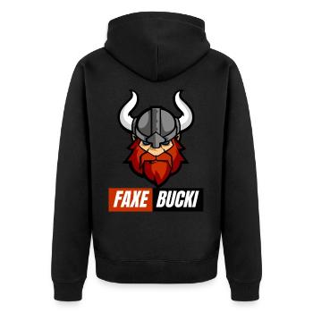 Faxe Bucki - der Wett-Wikinger von Xbet.Tips - Unisex Premium Bio Zip Hoodie - Schwarz - Hinten - Nico (187cm)