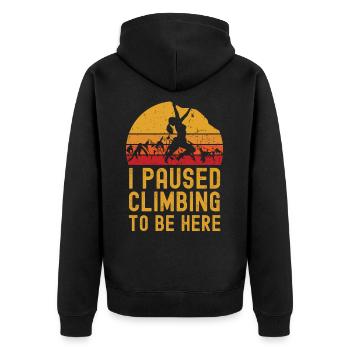 Climbing women retro vintage - Unisex Premium Organic Zip Hoodie - black - Back - Nico (187cm)