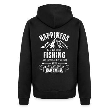 Fishing and Malamute - Unisex Premium Organic Zip Hoodie - black - Back - Nico (187cm)