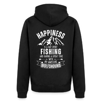Angeln und Wolfshund - Unisex Premium Bio Zip Hoodie - Schwarz - Hinten - Nico (187cm)