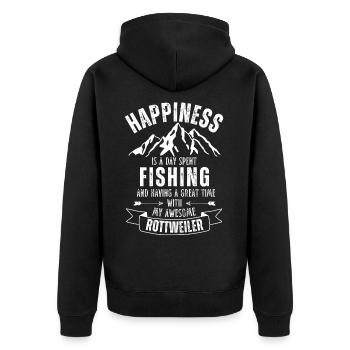 Angeln und Rottweiler - Unisex Premium Bio Zip Hoodie - Schwarz - Hinten - Nico (187cm)
