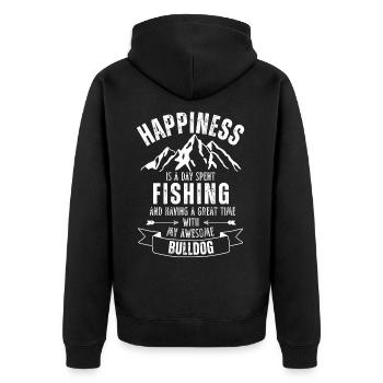 Angeln und Bulldogge - Unisex Premium Bio Zip Hoodie - Schwarz - Hinten - Nico (187cm)