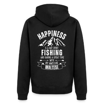 Angeln und Malteser - Unisex Premium Bio Zip Hoodie - Schwarz - Hinten - Nico (187cm)