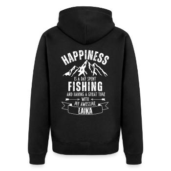 Angeln und Laika - Unisex Premium Bio Zip Hoodie - Schwarz - Hinten - Nico (187cm)