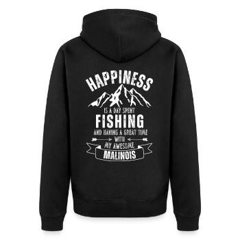 Pêche et Malinois - Veste à capuche bio Premium Unisexe - noir - Dos - Nico (187cm)