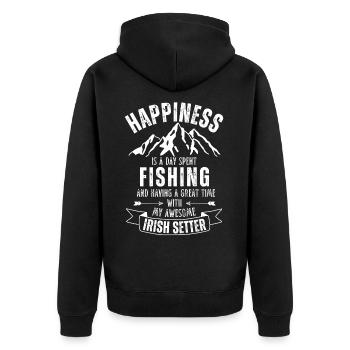 Fishing and Irish-Setter - Unisex Premium Organic Zip Hoodie - black - Back - Nico (187cm)