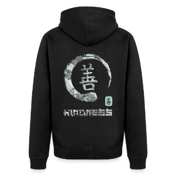 Freundlichkeit Japanisches Kanji Wortsymbol Enso Kreis 11 - Unisex Premium Bio Zip Hoodie - Schwarz - Hinten - Nico (187cm)