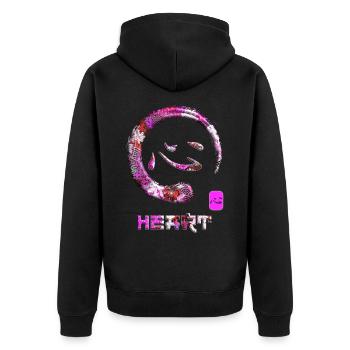 Herz Japanisches Kanji Wortsymbol Enso Circle 18 - Unisex Premium Bio Zip Hoodie - Schwarz - Hinten - Nico (187cm)