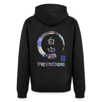 Liberté Symbole de mot Kanji japonais Enso Circle 19 - Veste à capuche bio Premium Unisexe - noir - Dos - Nico (187cm)