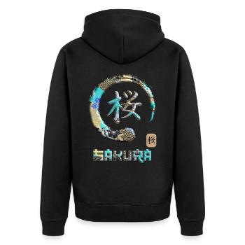 Sakura Symbole de mot japonais Kanji Enso Circle 20 - Veste à capuche bio Premium Unisexe - noir - Dos - Nico (187cm)