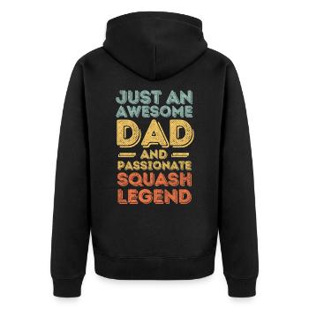 Papa Squash retro - Unisex Premium Organic Zip Hoodie - black - Back - Nico (187cm)