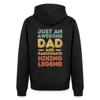 Papa Wandern retro - Unisex Premium Bio Zip Hoodie - Schwarz - Hinten - Nico (187cm)